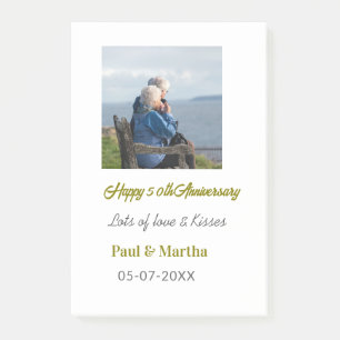 Modern happy 50th anniversary add name date photo post-it notes