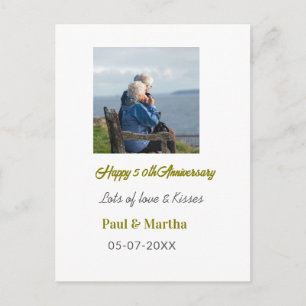 Modern happy 50th anniversary add name date photo  postcard