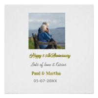 Modern happy 50th anniversary add name date photo