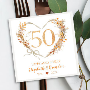 Modern Happy 50th Anniversary Wedding Napkins