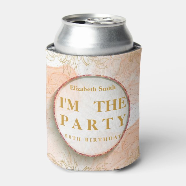 Modern Happy 50th Birthday Can Cooler (Can Front)