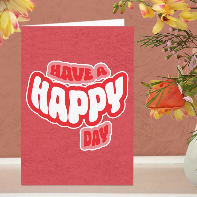 Modern Happy (Birth)Day Text Folded Greeting Card (Greeting Card - Dark Pink)