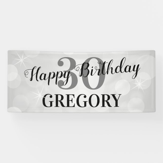 Modern Happy Birthday | Any Age & Name Banner (Horizontal)
