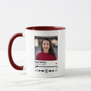 Modern Happy Birthday Custom Name Photo Mug