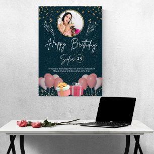 modern happy birthday photograph elegant invitation