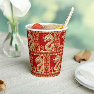 Modern Happy Chinese New Year modern asian pattern Paper Cups