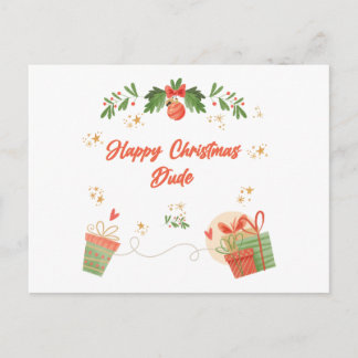 Modern Happy Christmas Dude Postcard with Festive