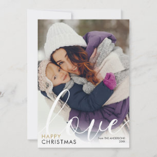 Modern Happy Christmas Photo Script Love Chic Holiday Card