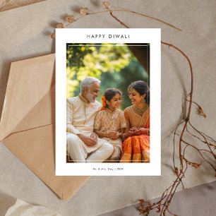 Modern Happy Dewali Family Photo Card