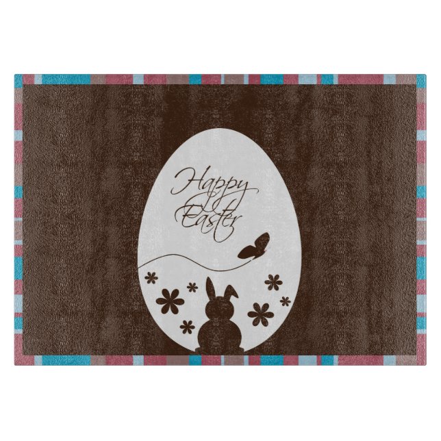 Modern Happy Easter Egg Chocolate Brown Cutting Board (Front)