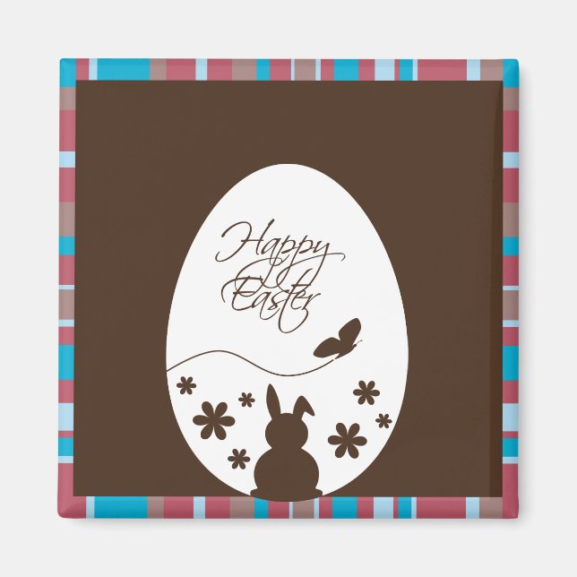 Modern Happy Easter Egg Chocolate Brown Magnet (Front)