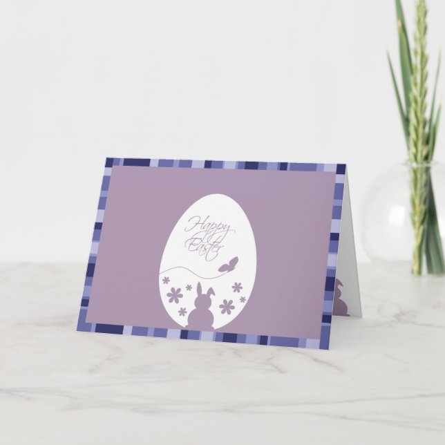 Modern Happy Easter Egg Pastel Purple Holiday Card (Front)