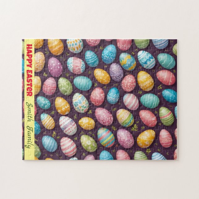Modern Happy Easter Eggs Collection Jigsaw Puzzle (Horizontal)