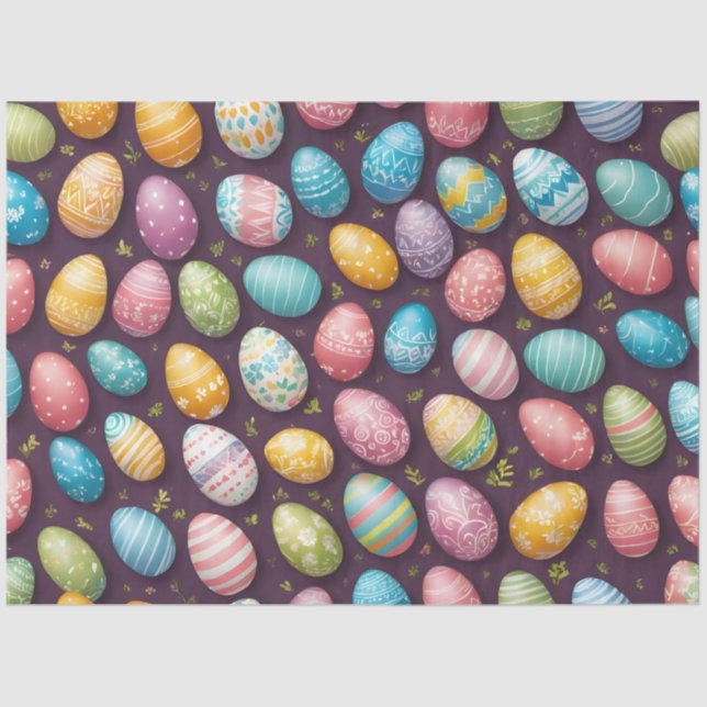 Modern Happy Easter Eggs Collection Tissue Paper (Front)