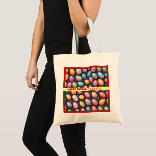 Modern Happy Easter Eggs Collection Tote Bag