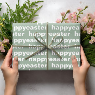 Modern Happy Easter Green And White Easter Wrappi Wrapping Paper