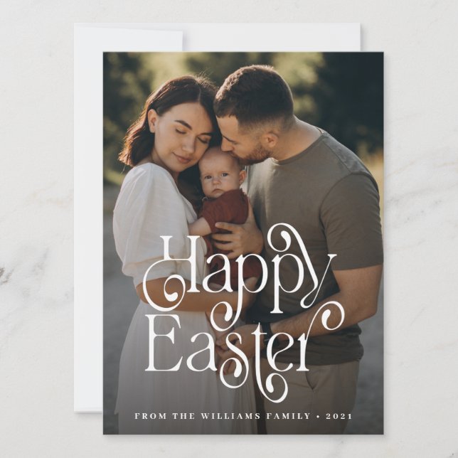 Modern Happy Easter Photo Holiday Card (Front)