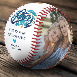 Modern Happy Father's Day 2 Photo Keepsake  Baseball