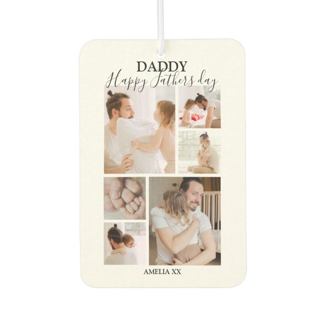 Modern Happy Fathers Day Photo Collage Car Air Freshener (Front)