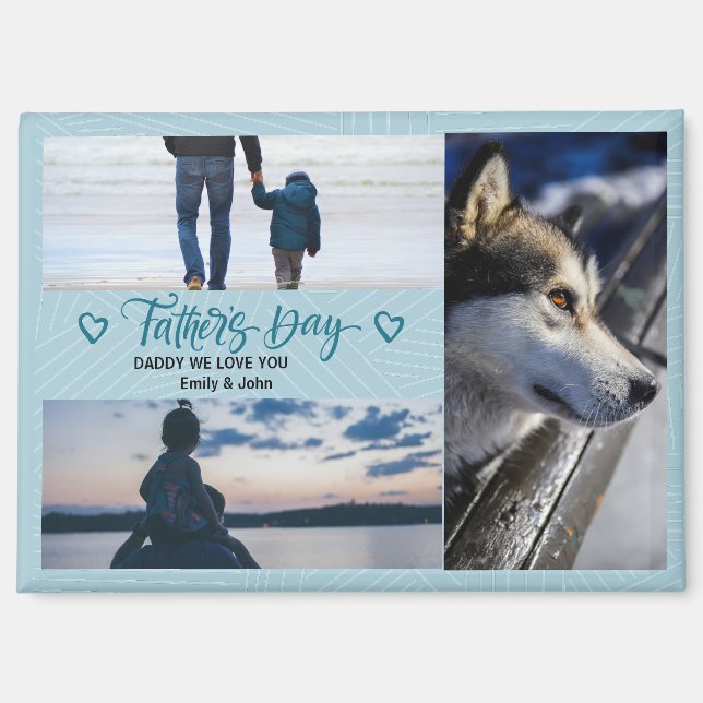 Modern Happy Father's Day Photo Collage Custom  Magnet (Front)