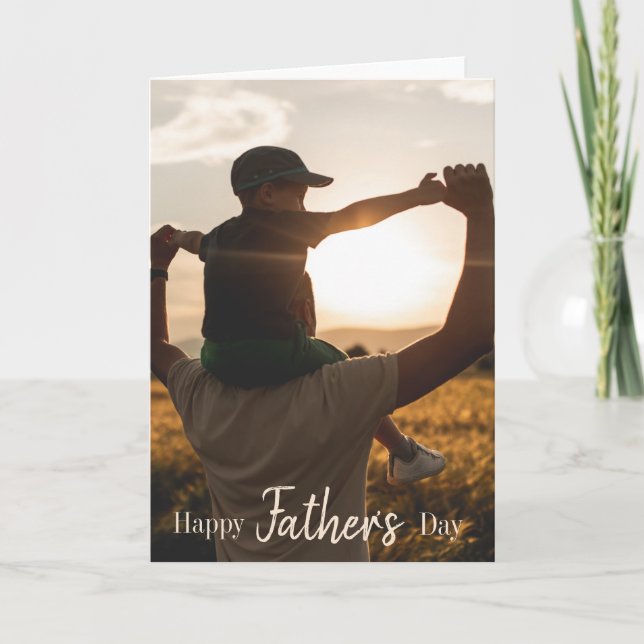 Modern Happy Father's Day Photo script  Card (Front)