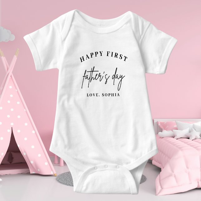Modern Happy First Father's Day | Custom Name Baby Bodysuit (Creator Uploaded)
