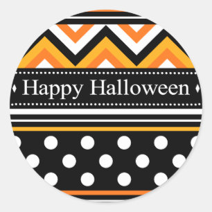 Modern Happy Halloween Pattern Classic Round Sticker