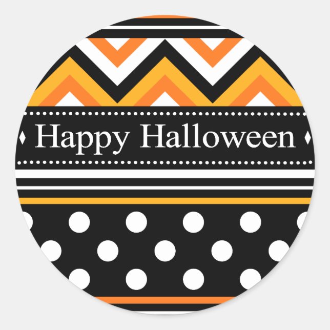 Modern Happy Halloween Pattern Classic Round Sticker (Front)