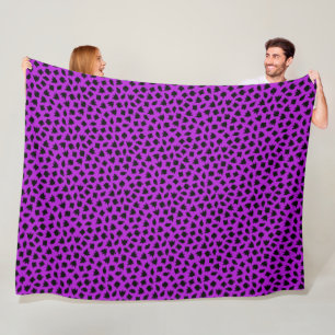 Modern Happy Halloween Purple Ghost Fleece Blanket