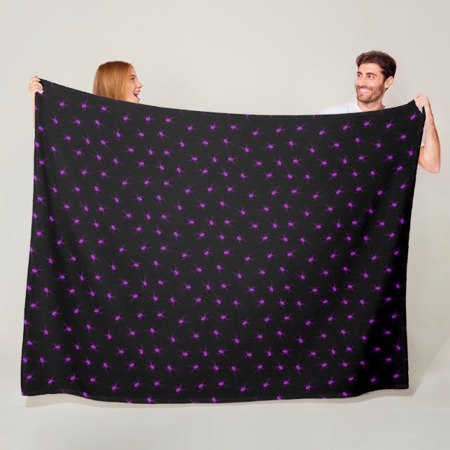 Modern Happy Halloween Purple Spider Fleece Blanket (In Situ)