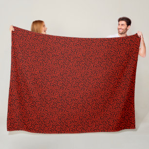 Modern Happy Halloween Red Bat Fleece Blanket