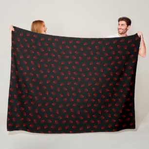 Modern Happy Halloween Red Skeleton Fleece Blanket