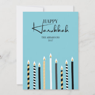 Modern Happy Hanukkah Candles Holiday Card