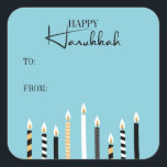 Modern Happy Hanukkah Candles Holiday Sticker<br><div class="desc">Personalise the custom text above. You can find additional coordinating items in our "Modern Happy Hanukkah Candles" collection.</div>