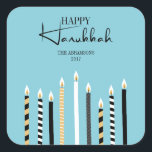 Modern Happy Hanukkah Candles Holiday Sticker<br><div class="desc">Personalise the custom text above. You can find additional coordinating items in our "Modern Happy Hanukkah Candles" collection.</div>