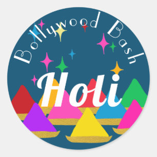 Modern Happy Holi Hindu Festival Colours Design   Classic Round Sticker