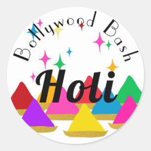 Modern Happy Holi Hindu Festival Colours Design Classic Round Sticker