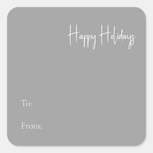 Modern Happy Holiday Silver To From Square Sticker