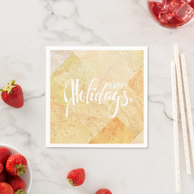  Modern  Happy Holidays Chic Champagne Napkin (Insitu)