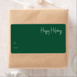 Modern Happy Holidays | Green Rectangle Gift Label<br><div class="desc">This modern happy holidays | green rectangle gift label is perfect for your minimalist shabby chic boho green and white holiday greeting. The minimal whimsical handwritten calligraphy is delicate and rustic while staying classy and elegant. You will find that everything about this product is editable, so feel free to add...</div>