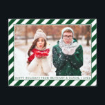 Modern Happy Holidays Green Stripes Photo Postcard<br><div class="desc">Modern Happy Holidays Green Stripes Photo Holiday Postcard</div>