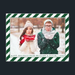 Modern Happy Holidays Green Stripes Photo Postcard<br><div class="desc">Modern Happy Holidays Green Stripes Photo Holiday Postcard</div>