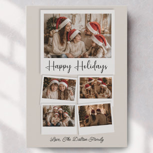 Modern Happy Holidays Multi Photo Collage Holiday Card