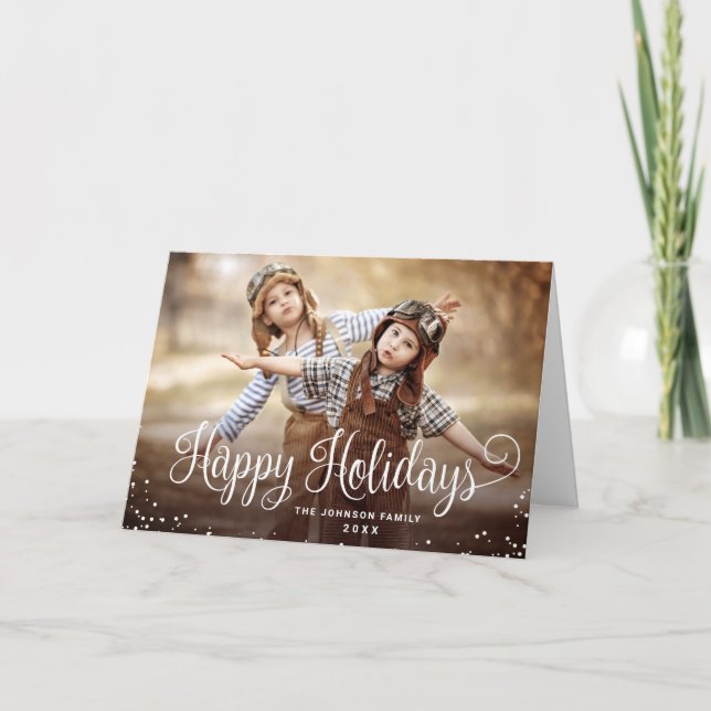 Modern Happy Holidays PHOTO Christmas Greeting Card (Front)