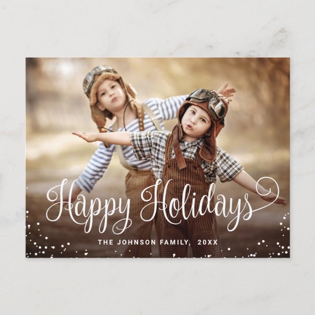 Modern Happy Holidays PHOTO Christmas Greeting Postcard (Front)