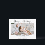 Modern Happy Holidays Photo Christmas Postcard<br><div class="desc">Modern Happy Holidays Photo Christmas Postcard Modern Christmas greeting postcard featuring a modern calligraphy heading image, single photo and black text. A longer Christmas greeting appears on the back. This modern photo Christmas greeting postcard is a sweet way to send your special Christmas message to loved ones and friends at...</div>