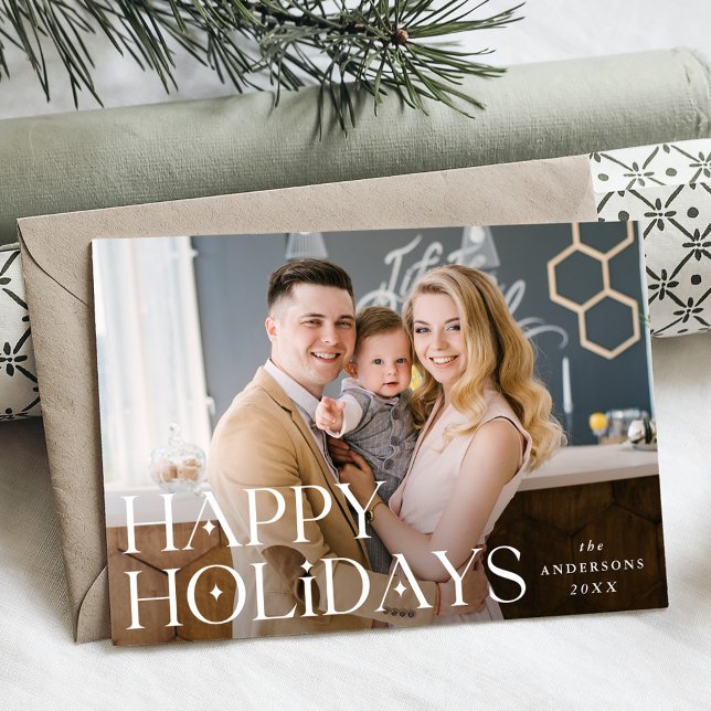 Modern Happy Holidays Photo Holiday Card (Creator Uploaded)