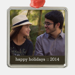 Modern Happy Holidays Photo Ornament