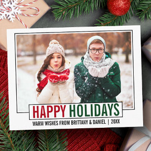 Modern Happy Holidays Photo Postcard