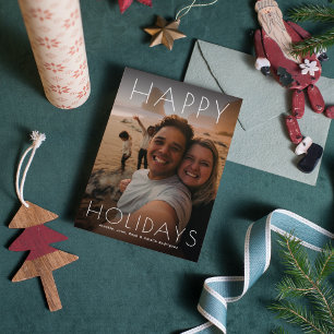 Modern Happy Holidays Photo Xmas Message  Holiday Card
